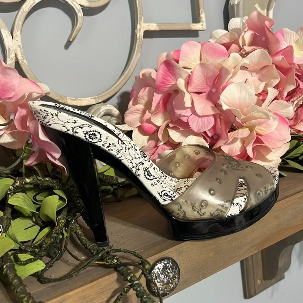 BCBG High Heels Slip On Shoes Open Toe Stilletto